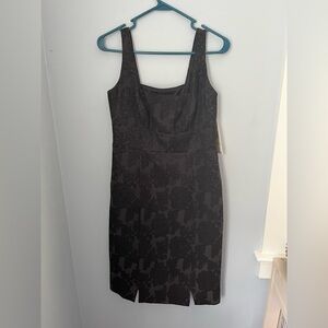 Evan Picone‎ Black Sleeveless Sheath Mini Dress with textured floral